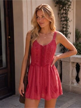 VINTAGE FABULOUS Embroidered Hippie Mini Dress